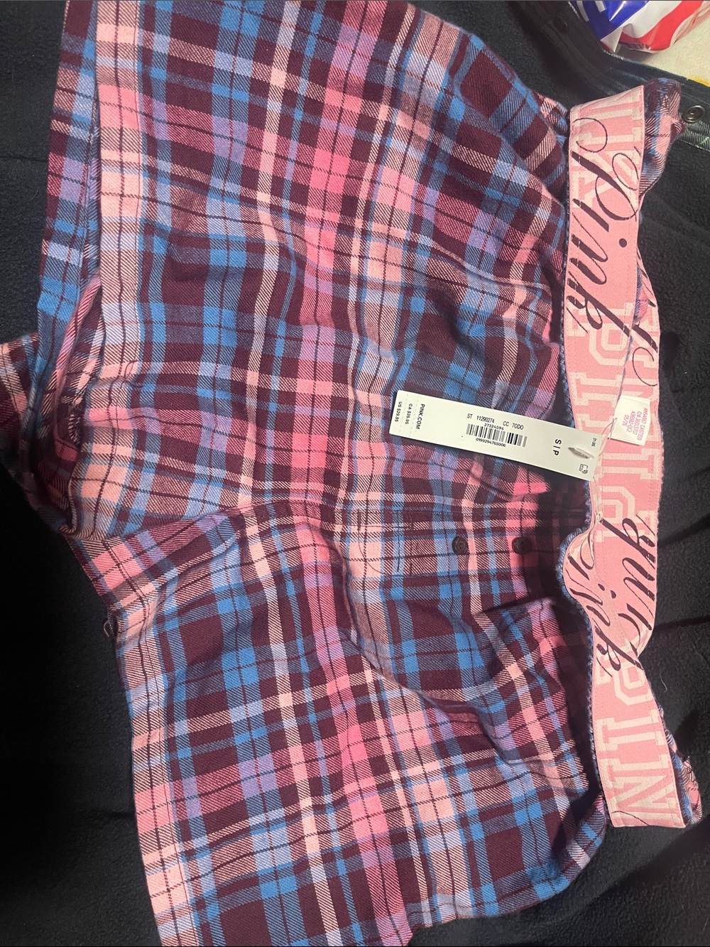 PINK Victoria's Secret Pink, Blue & Burgundy Plaid Size small shorts.